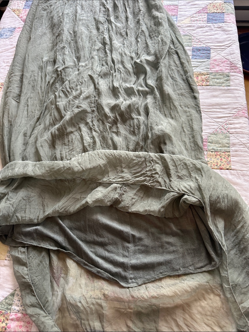 W—Women’s Olive Green Silk Maxi dress - Picture 6 of 11